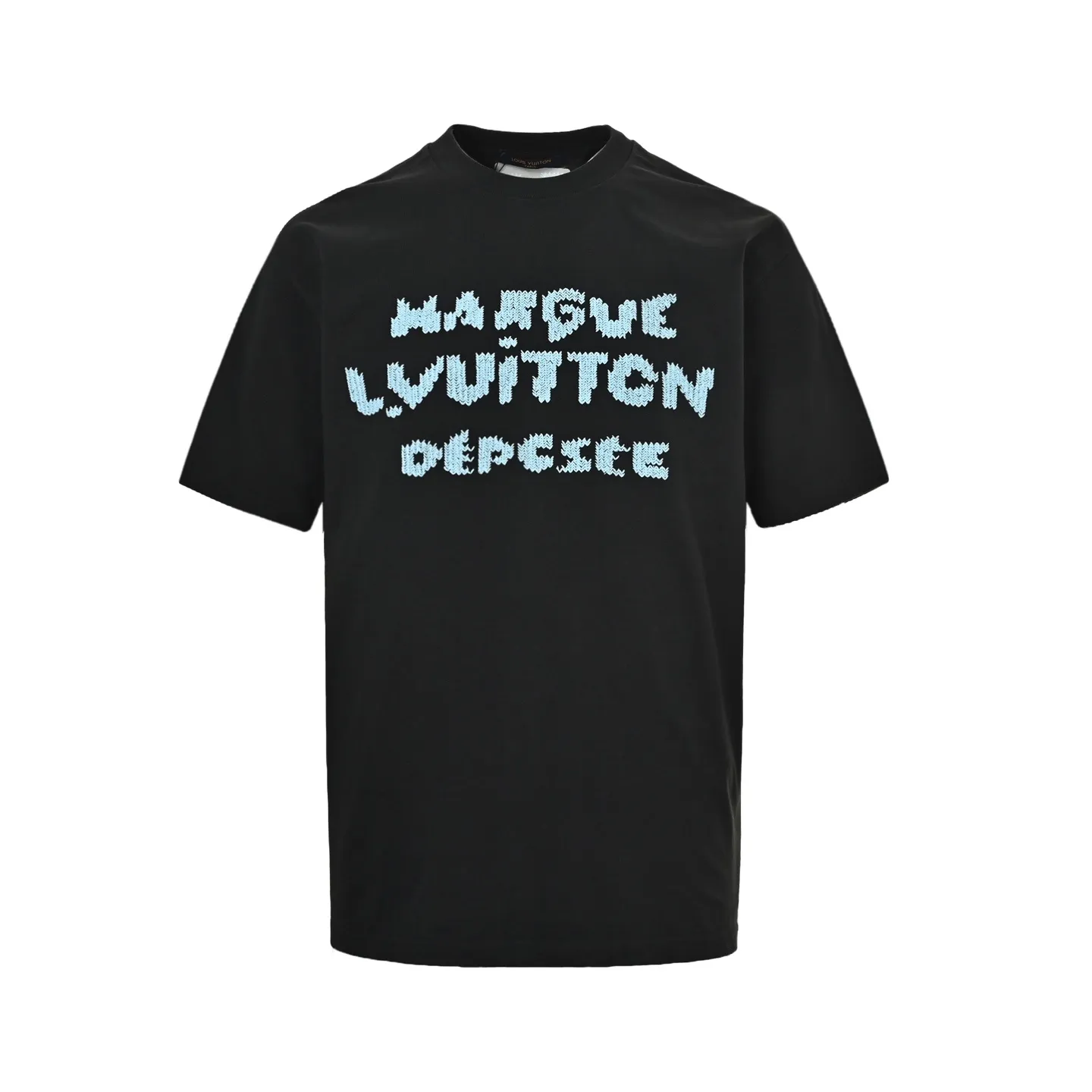 Louis Vuitton/Louis Vuitton Blue embroidered letter short sleeves
